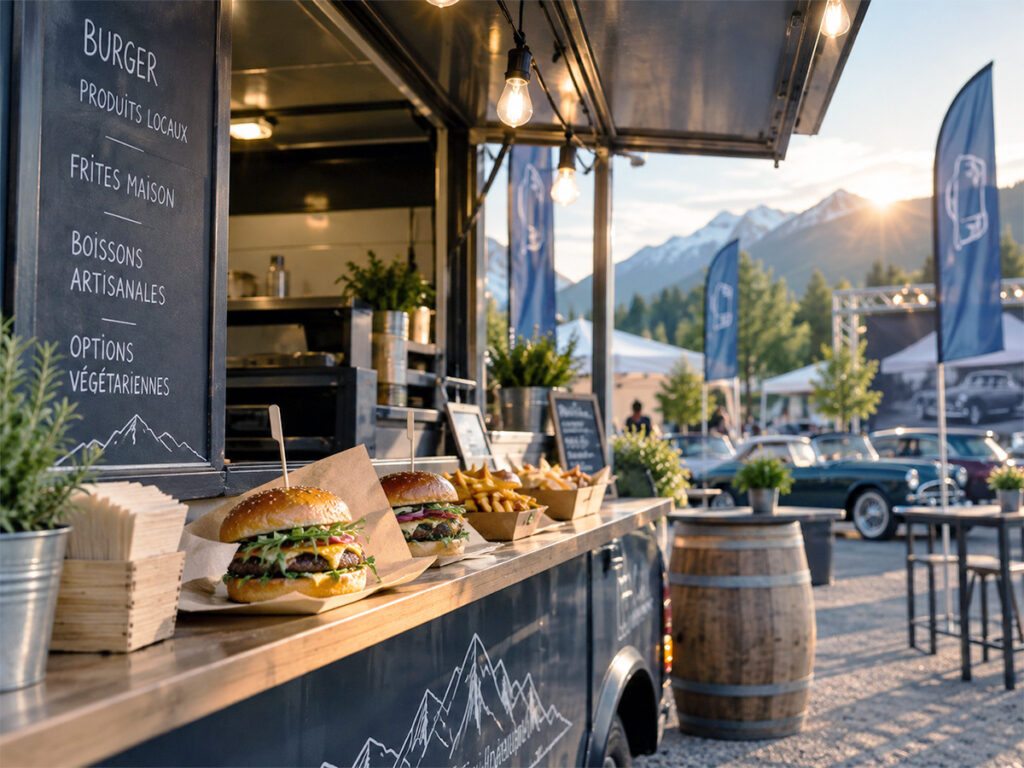 Food truck du Salon de la Mobilité de Tarbes avec burgers et frites maison